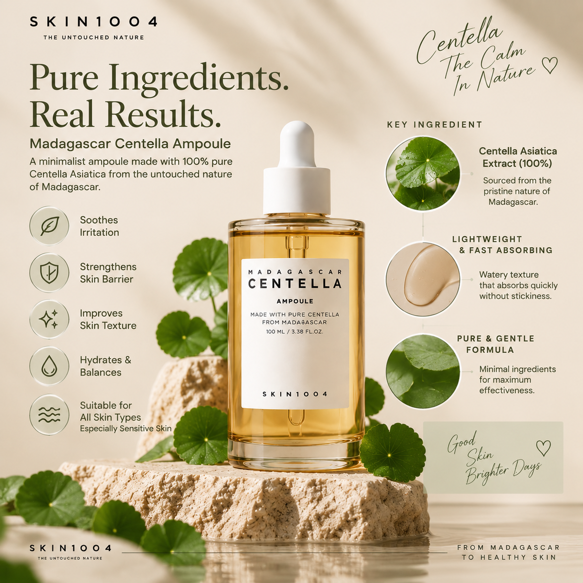 SKIN1004 Madagascar Centella Ampoule 100ml | Soothing & Hydrating Face Serum