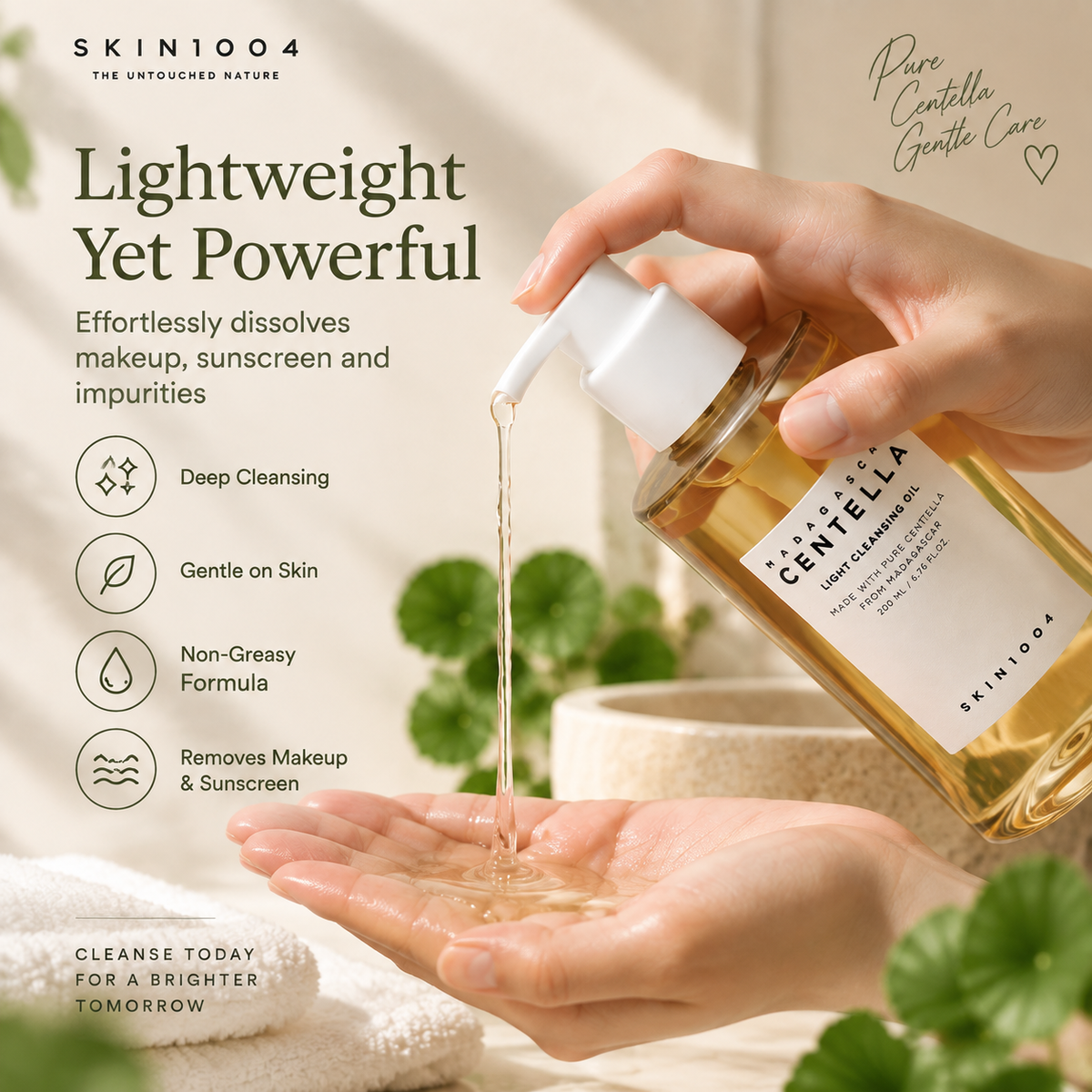 SKIN1004 Madagascar Centella Light Cleansing Oil 200ml | Gentle Makeup Remover & Deep Cleanser