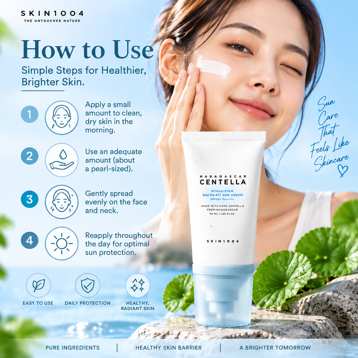 SKIN1004 Madagascar Centella Hyalu-Cica Water-Fit Sun Serum SPF50+ PA++++ 50ml | Hydrating Sunscreen Serum