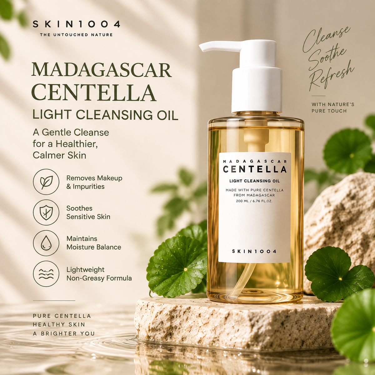SKIN1004 Madagascar Centella Light Cleansing Oil 200ml | Gentle Makeup Remover & Deep Cleanser