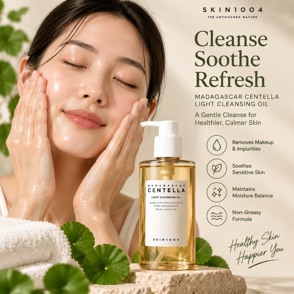 SKIN1004 Madagascar Centella Light Cleansing Oil 200ml | Gentle Makeup Remover & Deep Cleanser