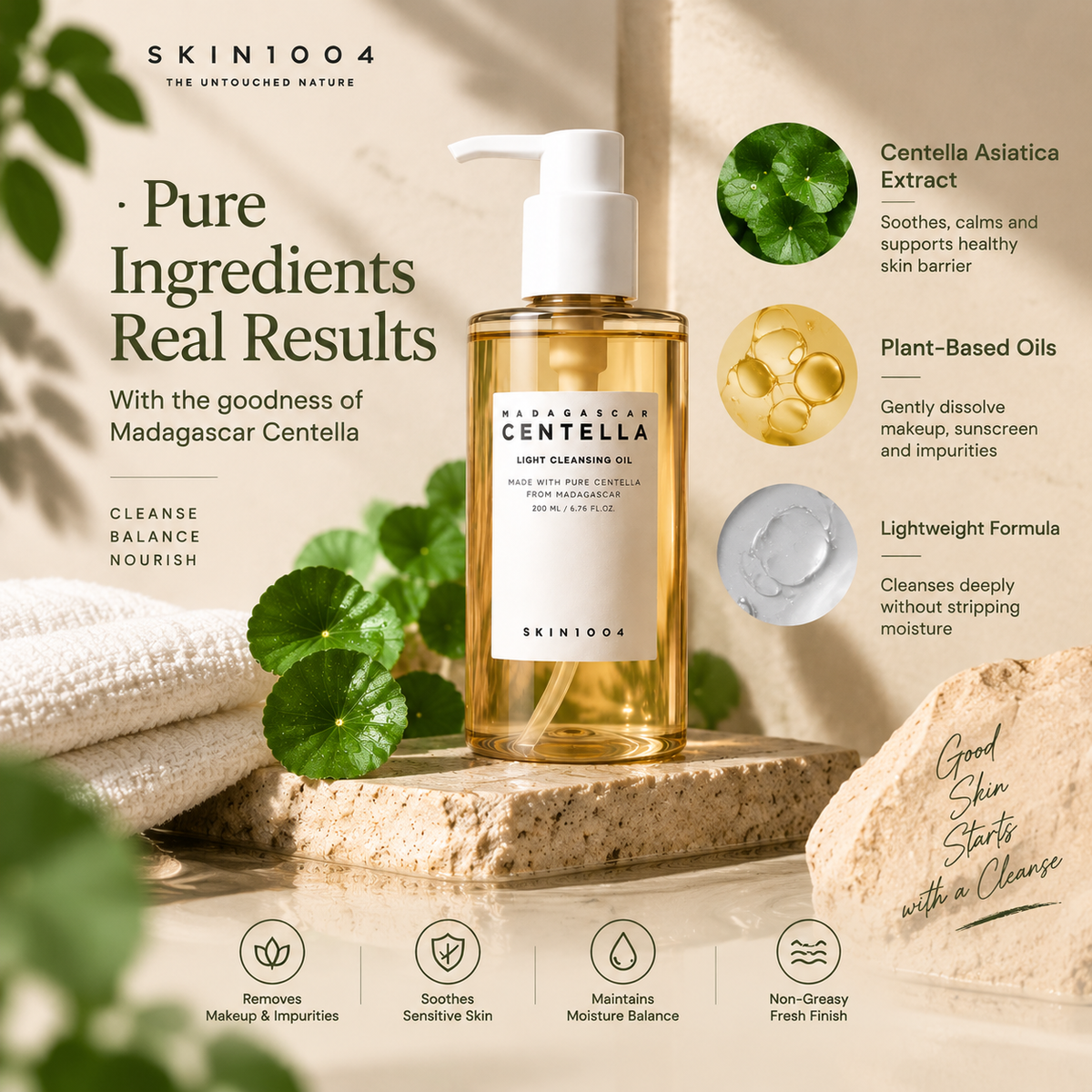 SKIN1004 Madagascar Centella Light Cleansing Oil 200ml | Gentle Makeup Remover & Deep Cleanser