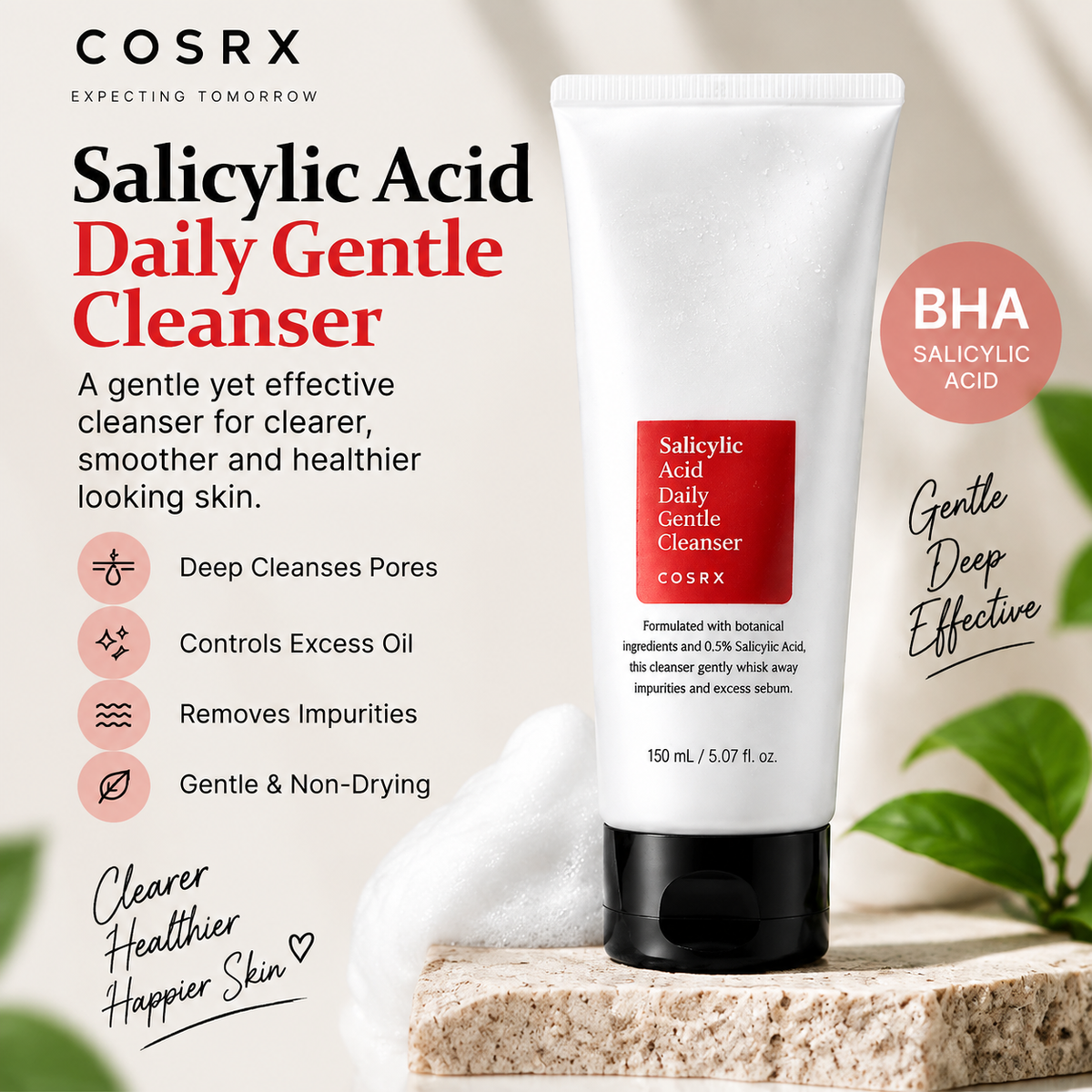 COSRX Salicylic Acid Daily Gentle Cleanser 150ml | Deep Cleansing & Acne Care Face Wash