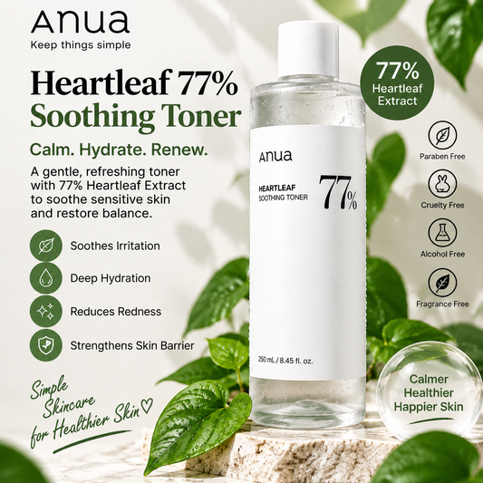 Anua Heartleaf 77% Soothing Toner 250ml | Hydrating & Calming Korean Facial Toner