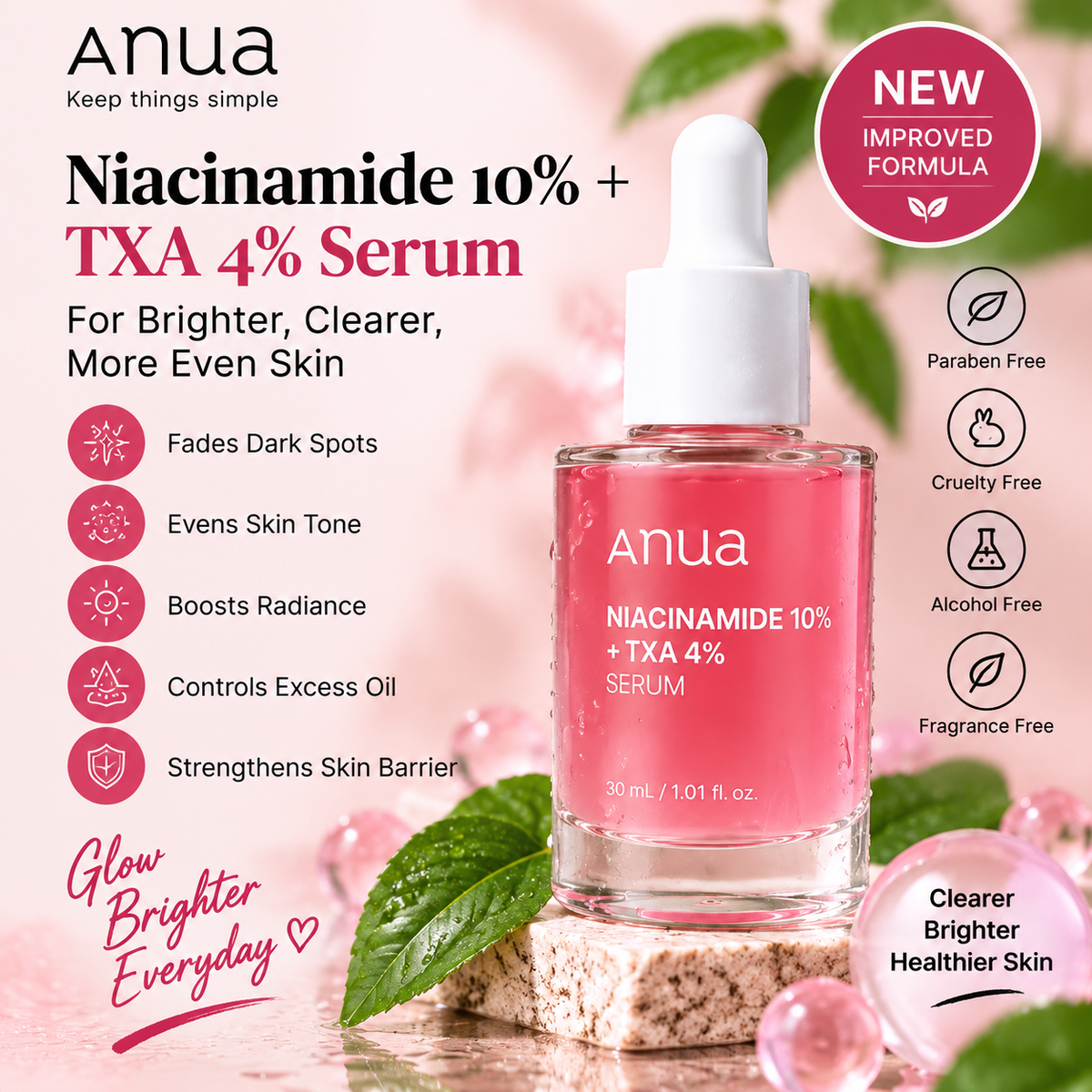 Anua Niacinamide 10% + TXA 4% Serum 30ml | Brightening & Dark Spot Correcting Korean Serum