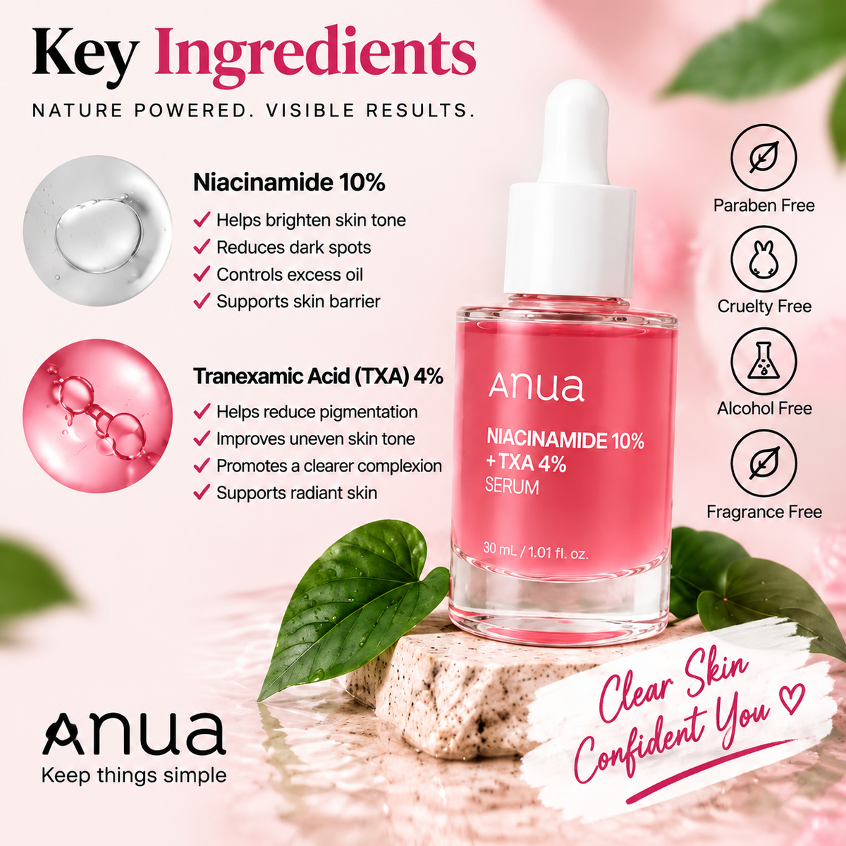 Anua Niacinamide 10% + TXA 4% Serum 30ml | Brightening & Dark Spot Correcting Korean Serum