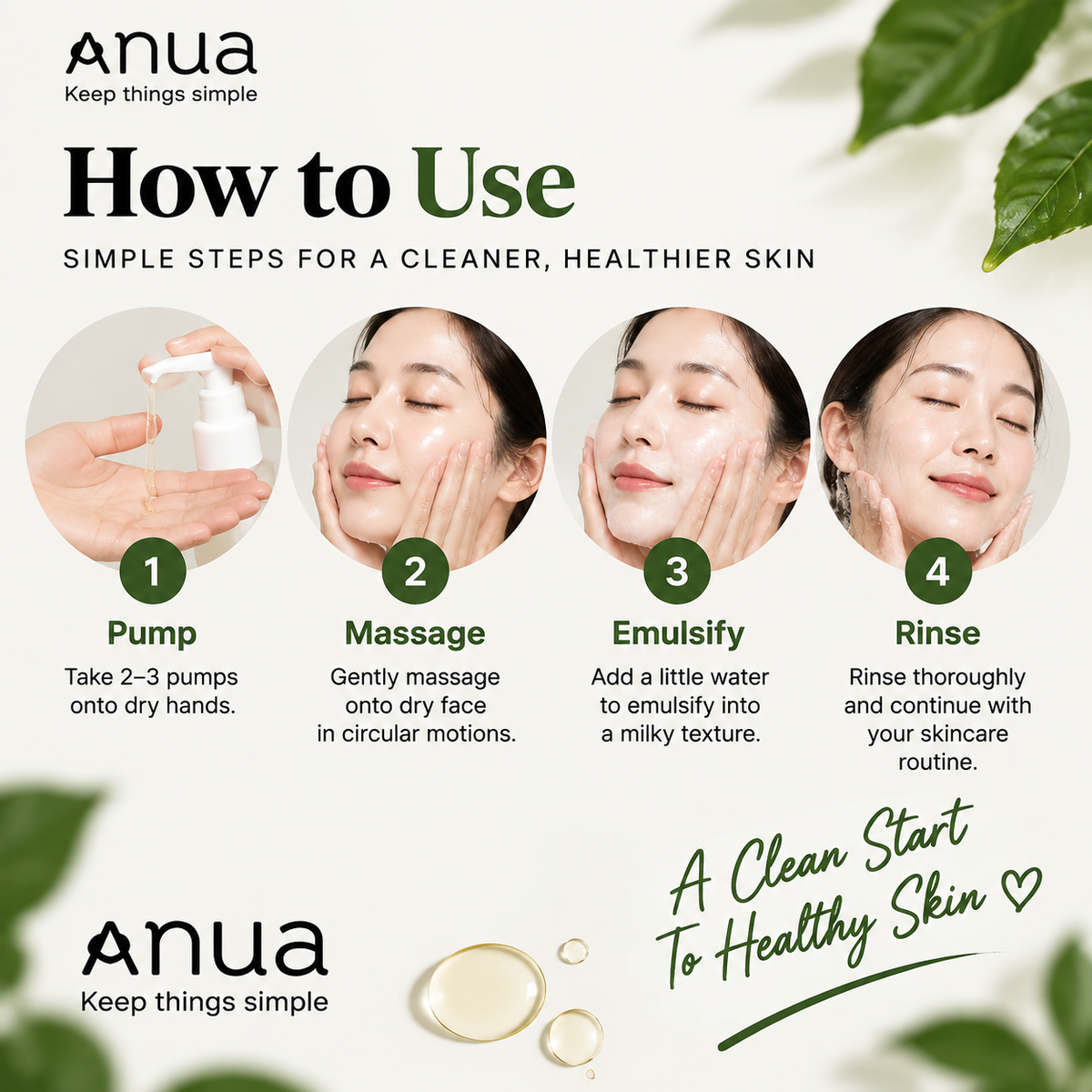 Anua Heartleaf Pore Control Cleansing Oil 200ml | Gentle Makeup Remover & Deep Pore Cleansing Oil