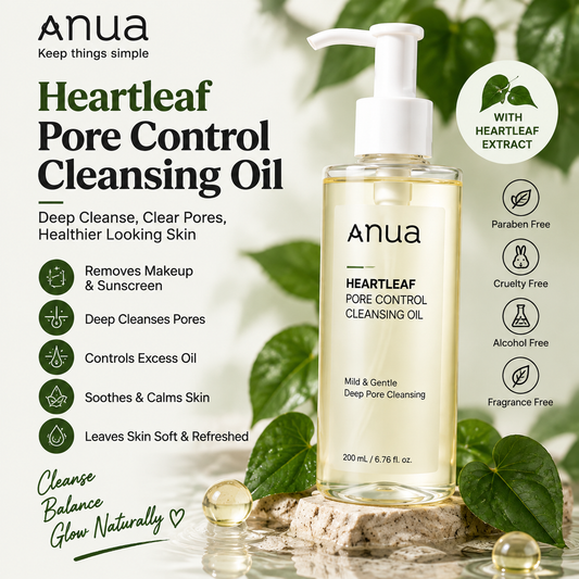 Anua Heartleaf Pore Control Cleansing Oil 200ml | Gentle Makeup Remover & Deep Pore Cleansing Oil
