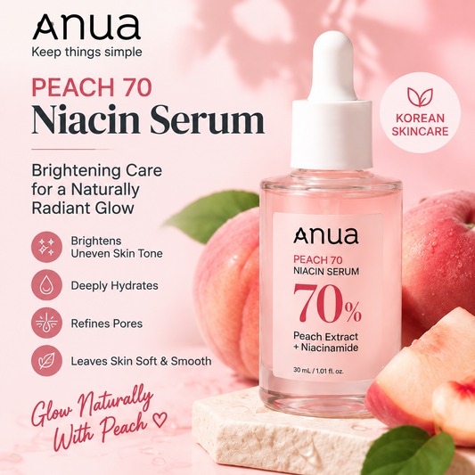Anua Peach 70 Niacin Serum 30ml | Brightening & Hydrating Korean Face Serum