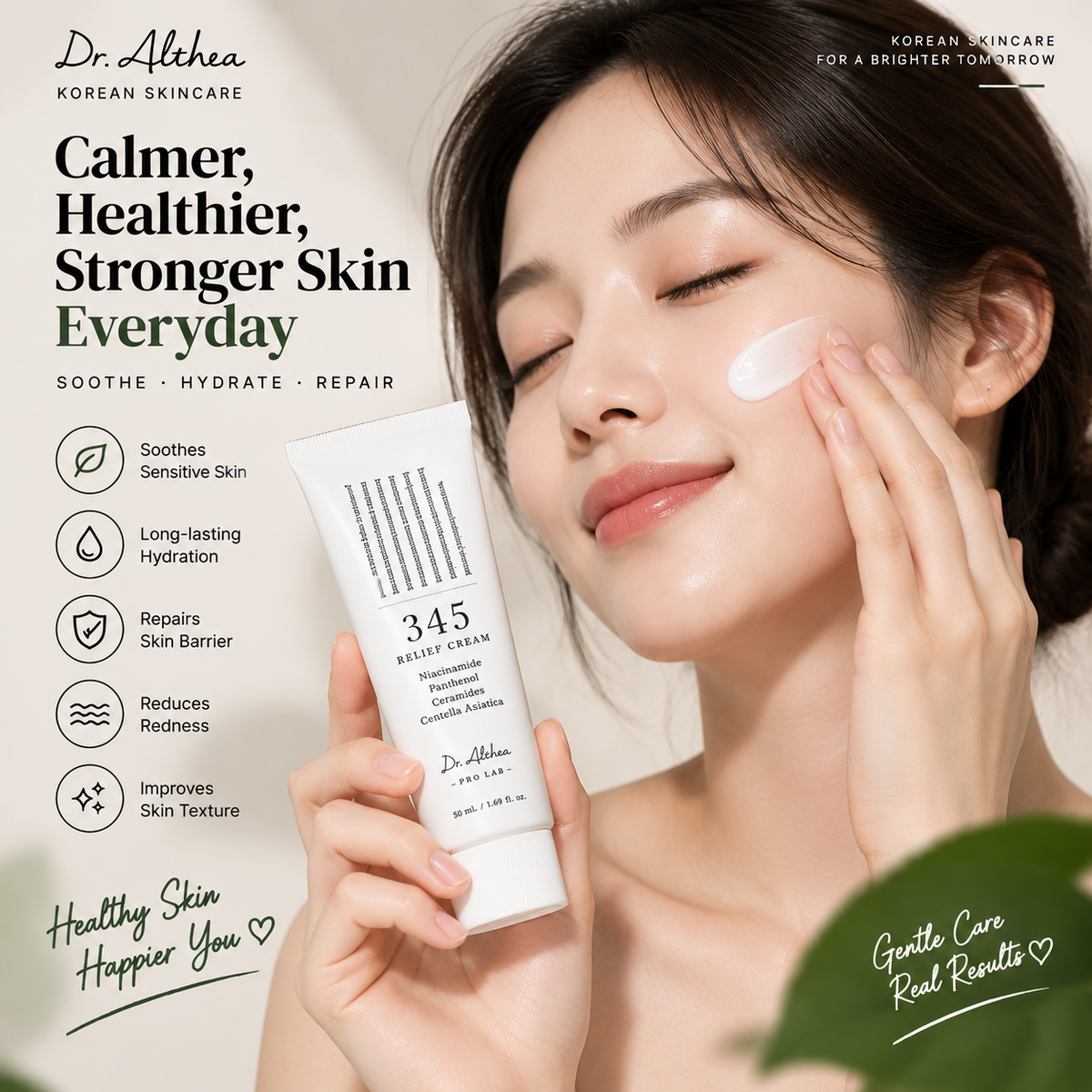 Dr. Althea 345 Relief Cream 50ml | Soothing & Hydrating Korean Barrier Repair Moisturizer