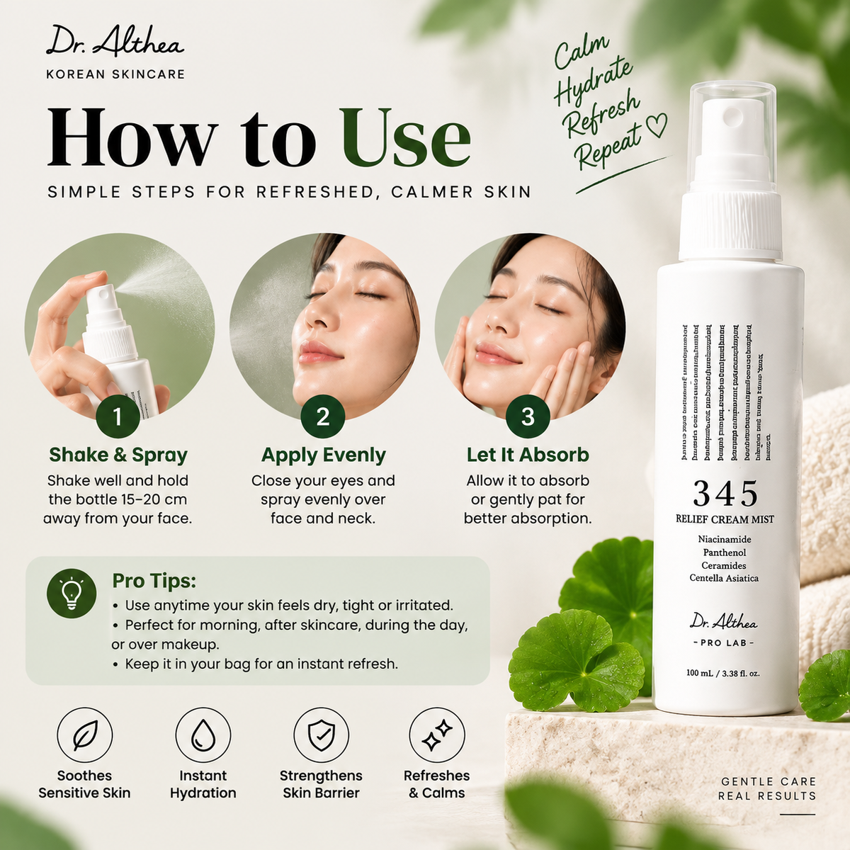Dr. Althea 345 Relief Cream Mist 50ml | Soothing & Barrier Repair Korean Moisturizer