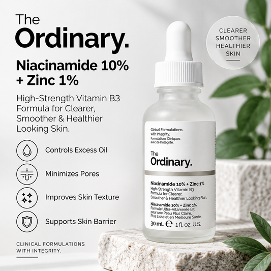 The Ordinary Niacinamide 10% + Zinc 1% Serum 30ml | Oil Control & Pore Refining Face Serum