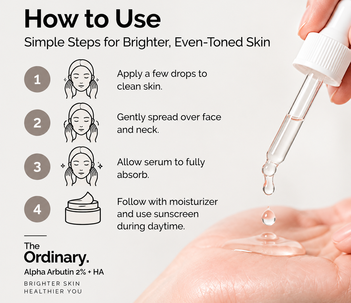The Ordinary Alpha Arbutin 2% + HA Serum 30ml | Brightening & Dark Spot Correcting Face Serum