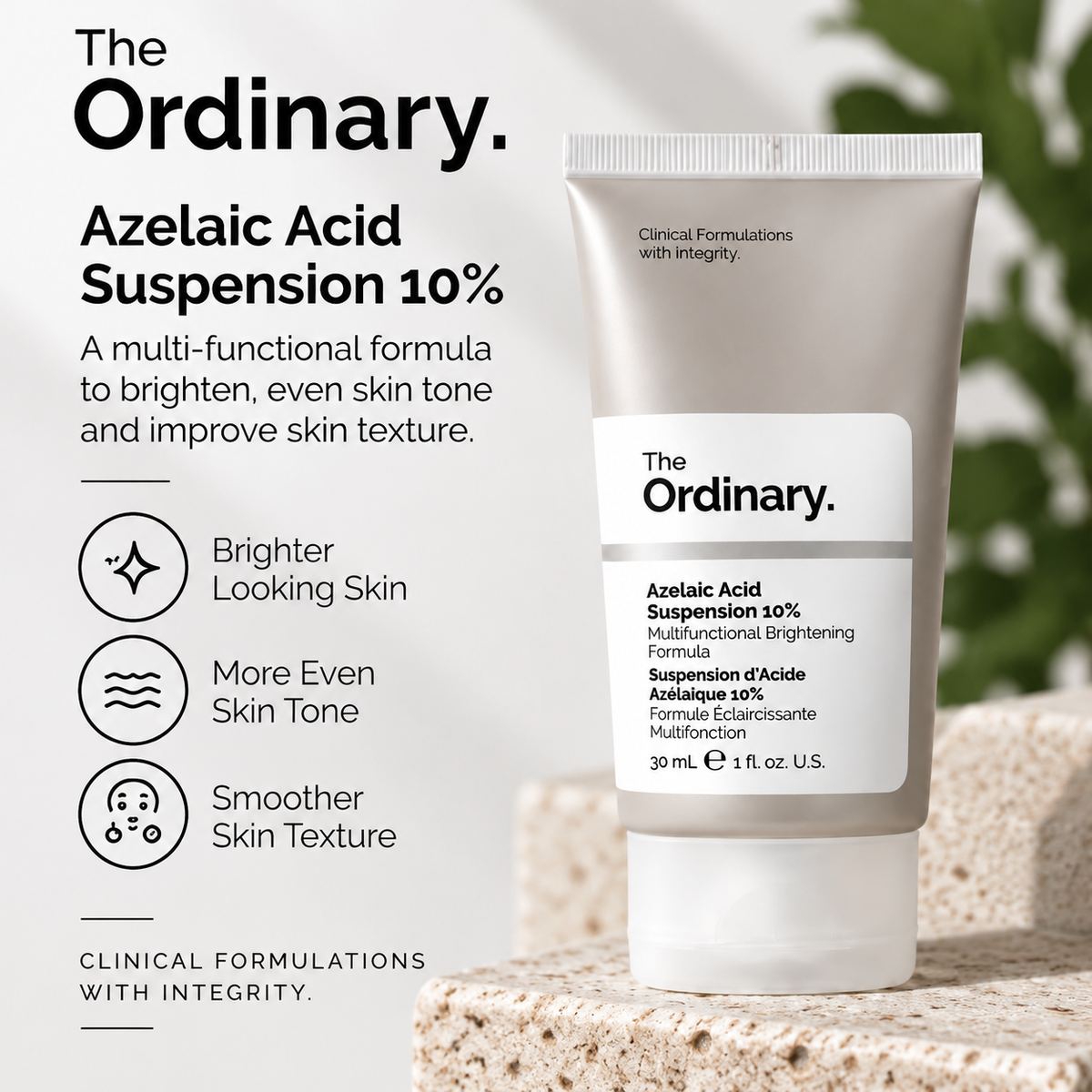 The Ordinary Azelaic Acid Suspension 10% 30ml | Brightening & Skin Texture Refining Cream Serum