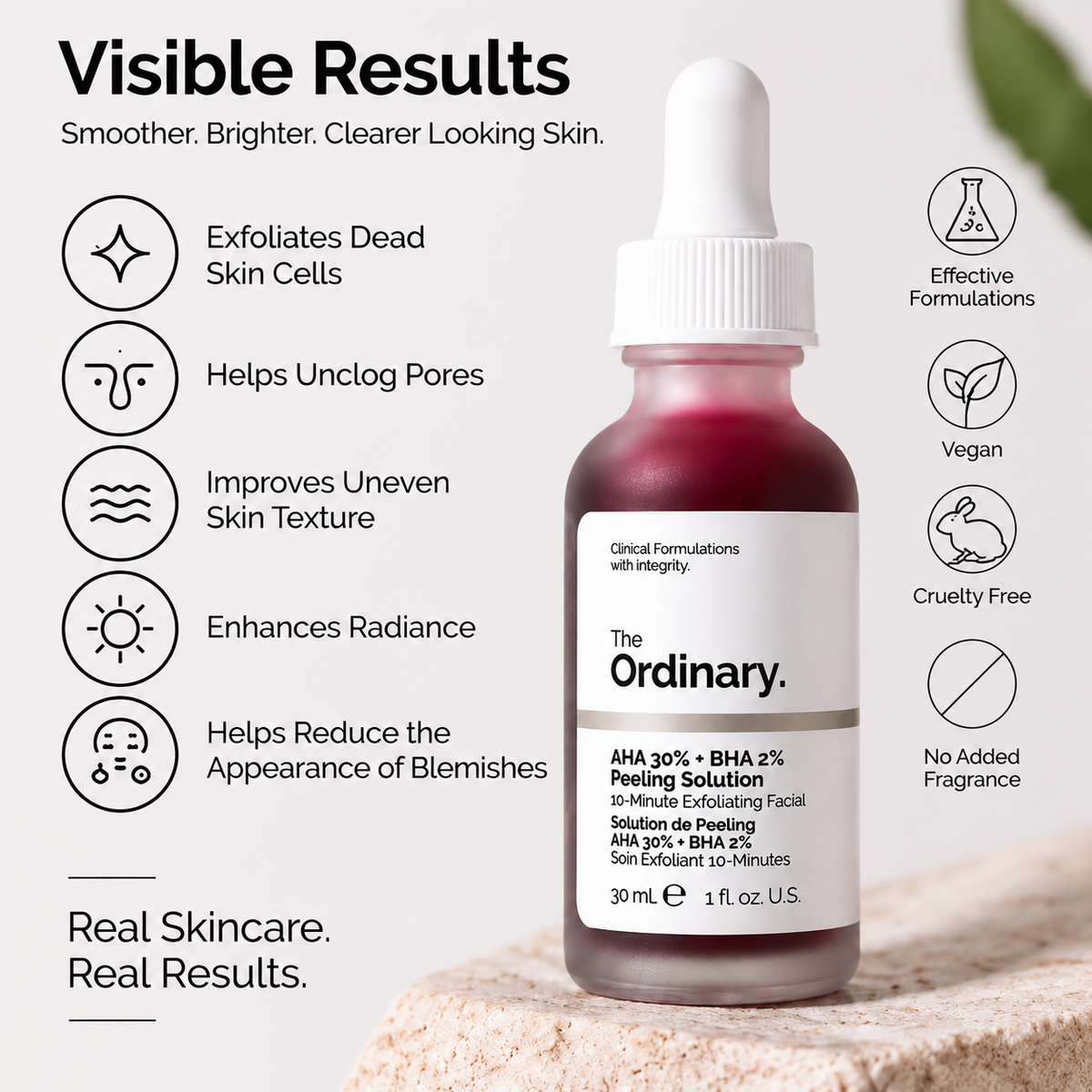 The Ordinary AHA 30% + BHA 2% Peeling Solution 30ml | Exfoliating & Skin Texture Refining Face Peel