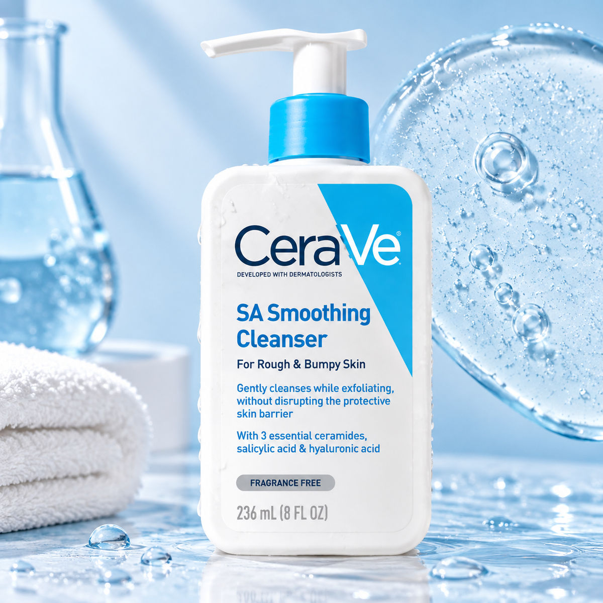 CeraVe SA Smoothing Cleanser 236ml | Salicylic Acid Exfoliating Cleanser for Smooth Skin