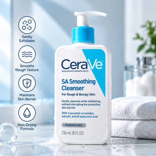 CeraVe SA Smoothing Cleanser 236ml | Salicylic Acid Exfoliating Cleanser for Smooth Skin