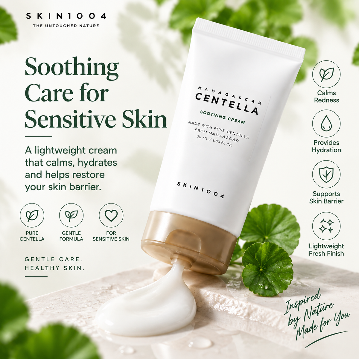 SKIN1004 Madagascar Centella Soothing Cream 75ml | Calming & Hydrating Moisturizer