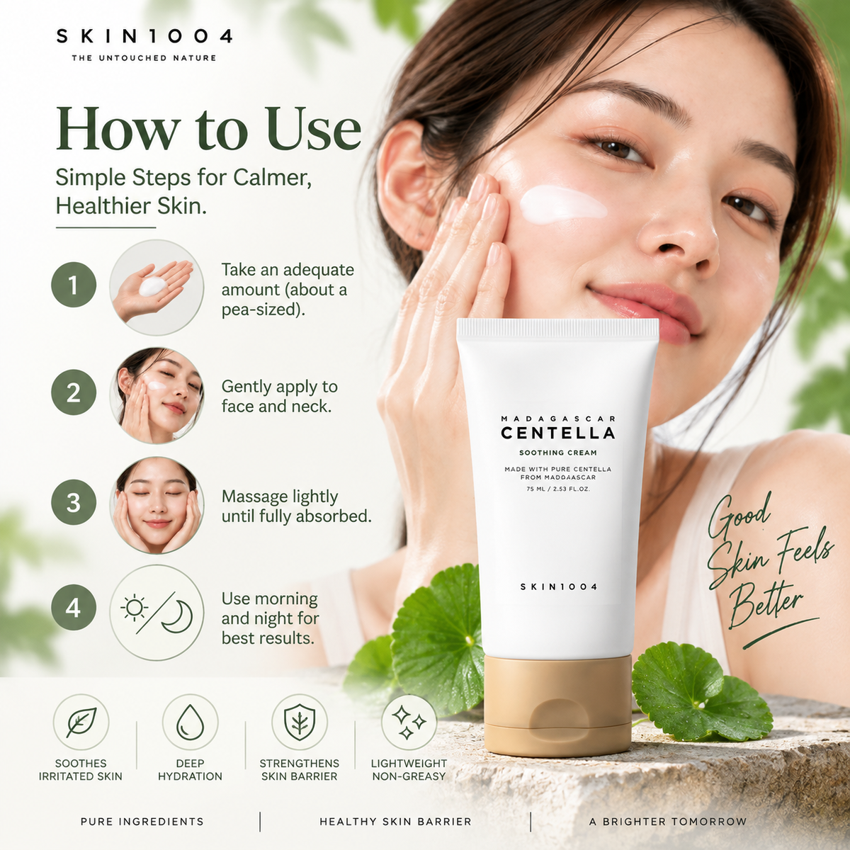 SKIN1004 Madagascar Centella Soothing Cream 75ml | Calming & Hydrating Moisturizer