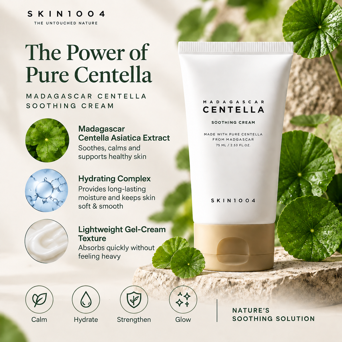 SKIN1004 Madagascar Centella Soothing Cream 75ml | Calming & Hydrating Moisturizer